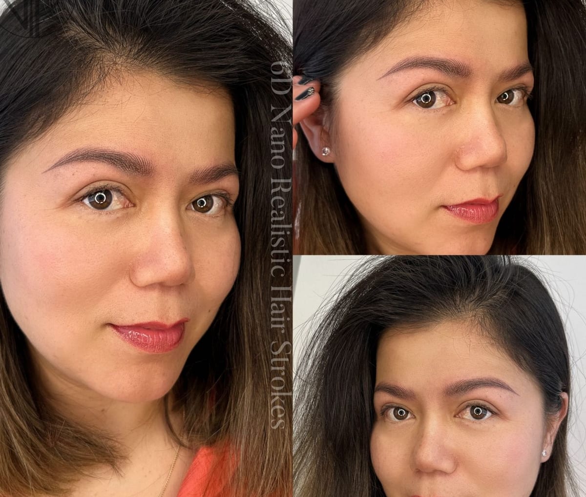 Kollage med tre nano brows-resultat